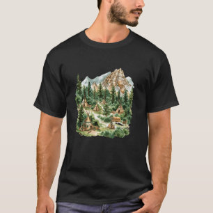 Camiseta Cenário Nativo Americano Arte da Tribo Indígena Na
