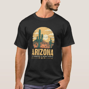 Camiseta Cenário Retro do Deserto do Arizona com Cacto Sagu