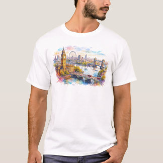 Camiseta Cenário urbano colorido de Londres