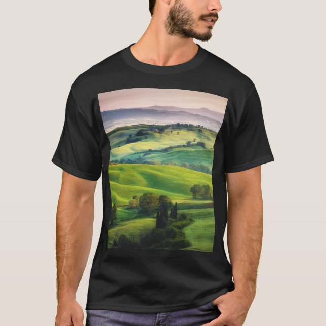 Camiseta Cenário Verde: Serenidade Pintada Clara (Frente)