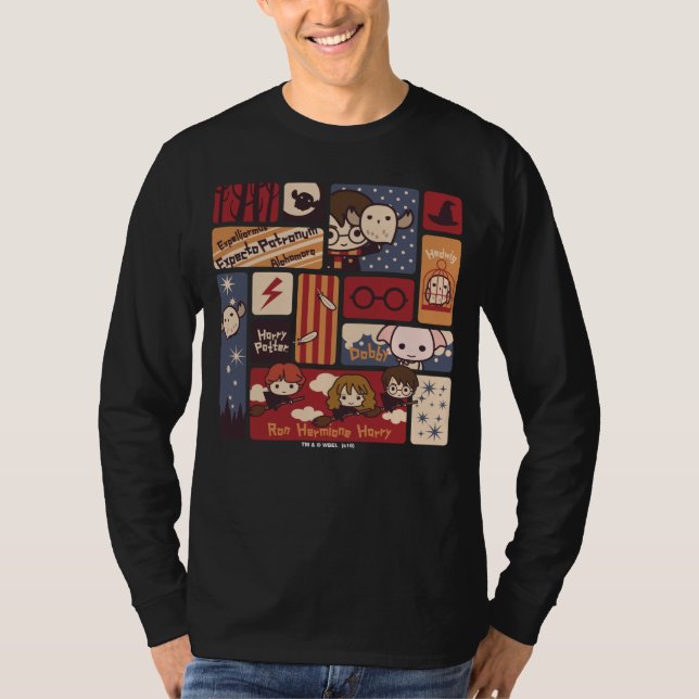 Camiseta Cenas de Desenhos do Padrão Harry Potter (Frente)