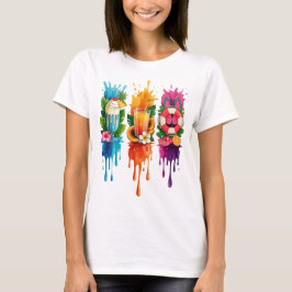 CAMISETA CENAS E ITENS COM TEMA DE VERÃO BRILHANTE