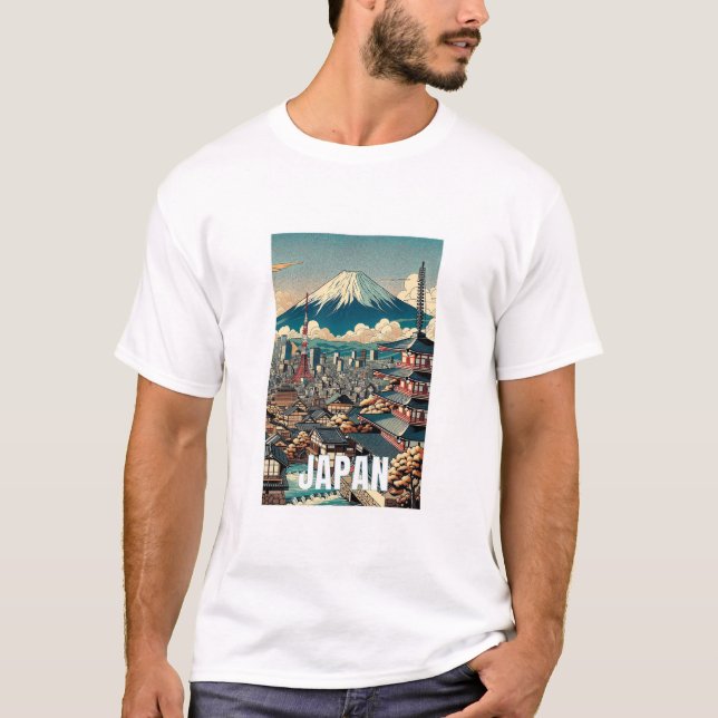 Camiseta Cênnica do Japão - Ilustrações Icônicas d (Frente)