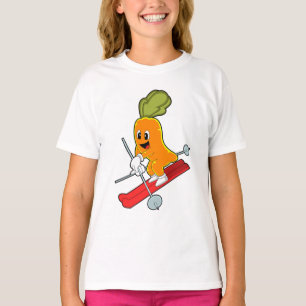 Camiseta Cenoura como esquiador com esqui