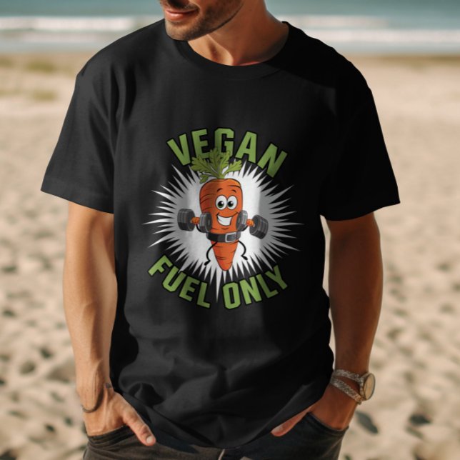 Camiseta Cenoura de Ajustado Somente Combustível Vegan (Vegan Fuel Only T-Shirt)