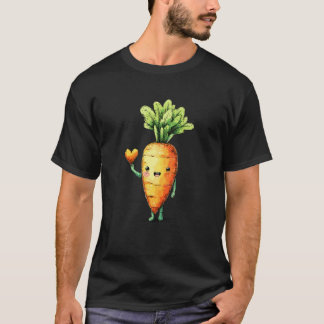 Camiseta Cenoura de Amor Feliz com Coração Fofo Vegano