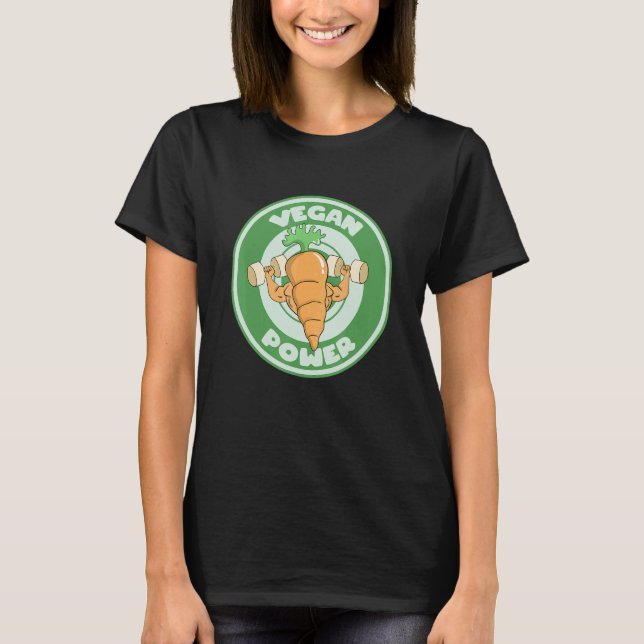 Camiseta Cenoura Forte Poder Vegano Levantamento de Peso Ac (Frente)
