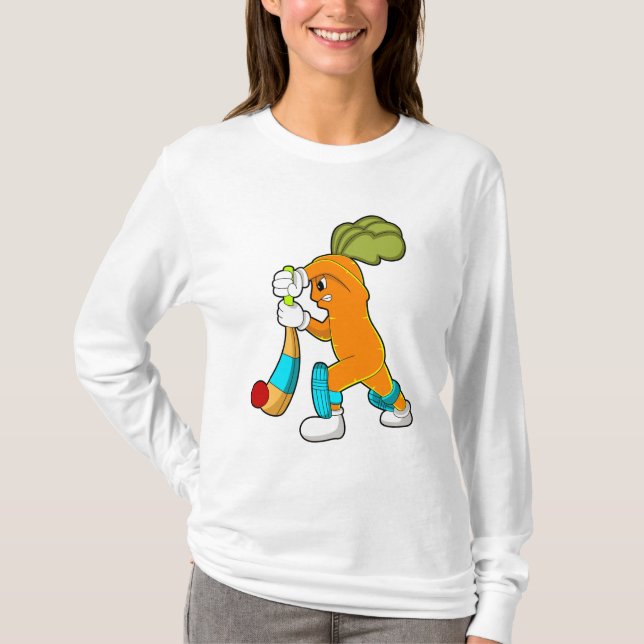 Camiseta Cenoura no Cricket com morcego de Cricket (Frente)