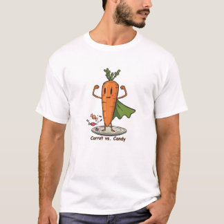 Camiseta Cenoura Super-Herói Vs Diversão de Doce