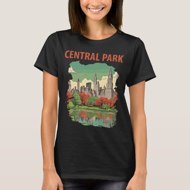 Camiseta Central Park NYC Skyline Verde Viagem (Frente)
