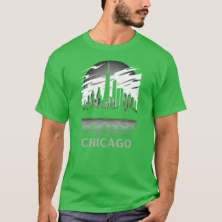Camiseta Centro Chicago Skyline à Noite