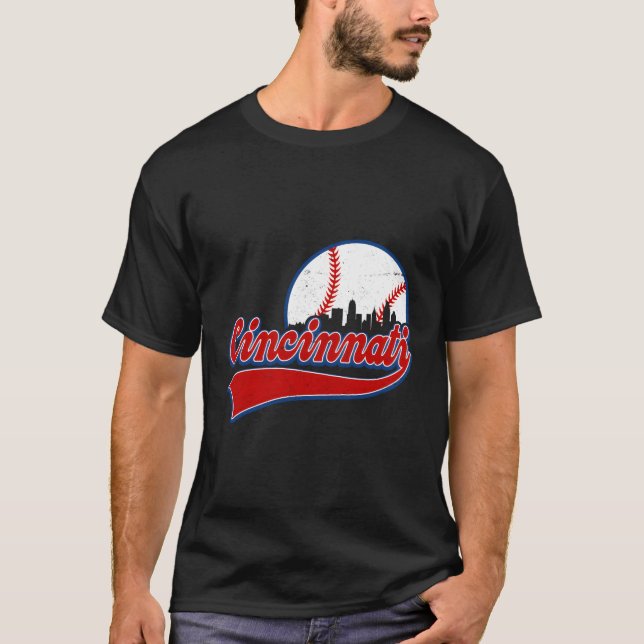 Camiseta Centro da cidade de Cincinnati Skylines Ventilador (Frente)