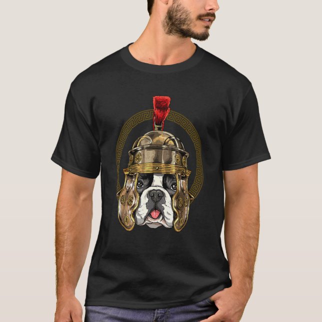 Camiseta Centurion French Bulldog Império Romano Roma Antig (Frente)