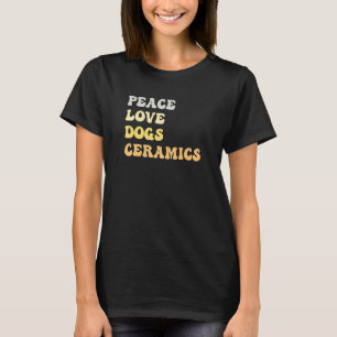 Camiseta Cerâmica Paz Amor Cães Retrô
