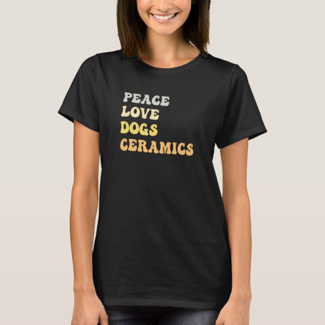 Camiseta Cerâmica Paz Amor Cães  Retrô (Frente)