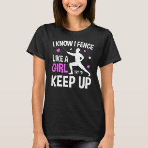 Camiseta Cerca Como Uma Rapariga Tenta Continuar A Esgrimar