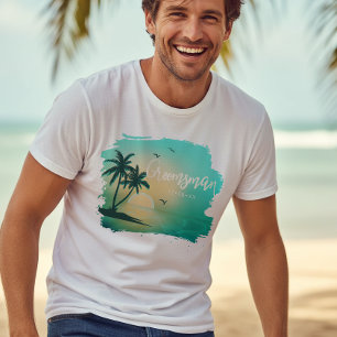 Camiseta Cerceta tropical ID581 do padrinho de casamento da