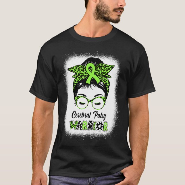 Camiseta Cerebral Palsy Warrior Messy Bun Women Mom Wife Cp (Frente)
