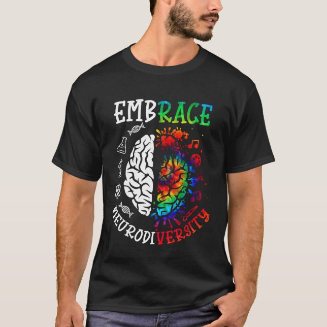 Camiseta Cérebro Abrace Neurodiversidade Conscientização do (Frente)