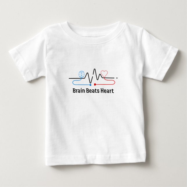 Camiseta Cérebro Acima do Coração Bebê  (Frente)