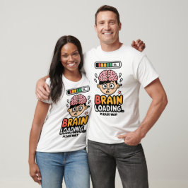 Camiseta Cérebro Carregando Design de Cartoon Engraçado