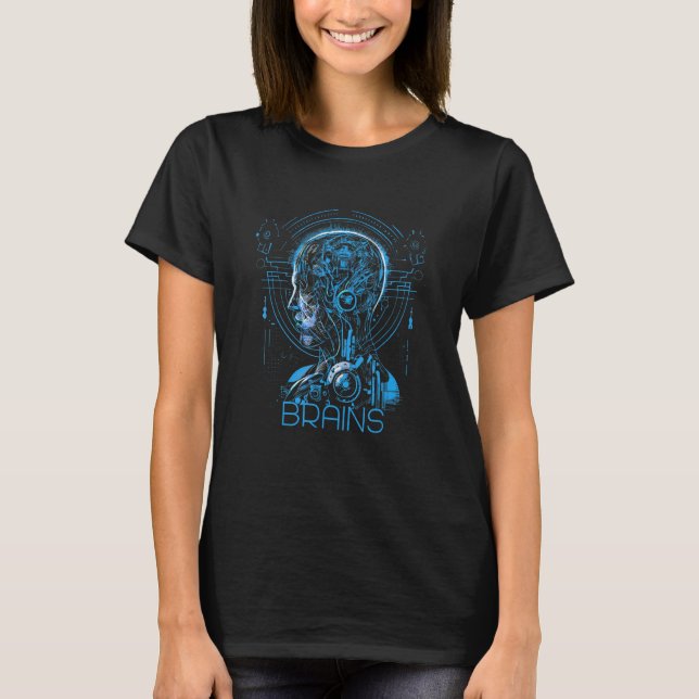 Camiseta CÉREBRO da pessoa mais inteligente Esquema Mecânic (Frente)