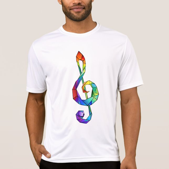 Camiseta Cérebro de chave musical arco-íris (Frente)