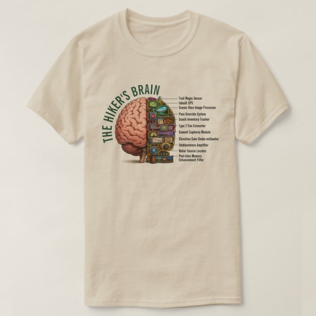 Camiseta Cérebro de Mochileiro engraçado (Frente do Design)