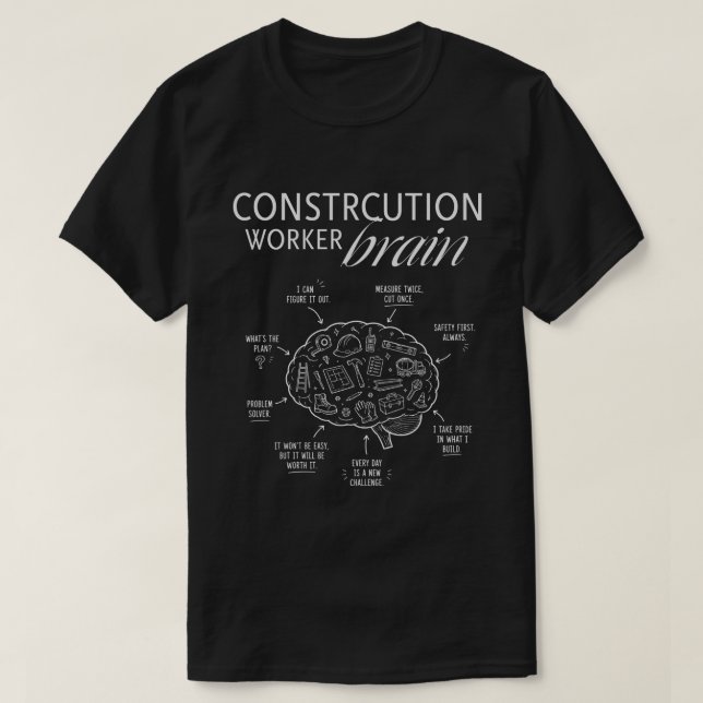 Camiseta Cérebro de Operário da Construção – Construtor Div (Frente do Design)
