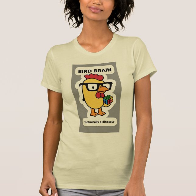 CAMISETA CÉREBRO DE PASSARINHO TECNICAMENTE UM DINOSSAURO (Frente)