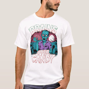 Camiseta Cérebro e Sangue - Teto Gráfico Zombie Assustador