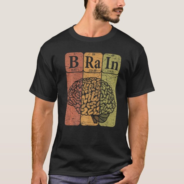 Camiseta Cérebro Elementos Periódicos de Mesa Neurologista (Frente)