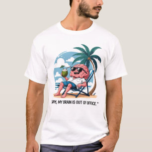 Camiseta Cérebro Engraçado No Humor De Férias-Praia