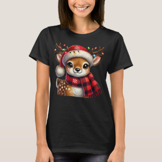 Camiseta Cérebro Festivo com Luzes de Natal e Papais noeis