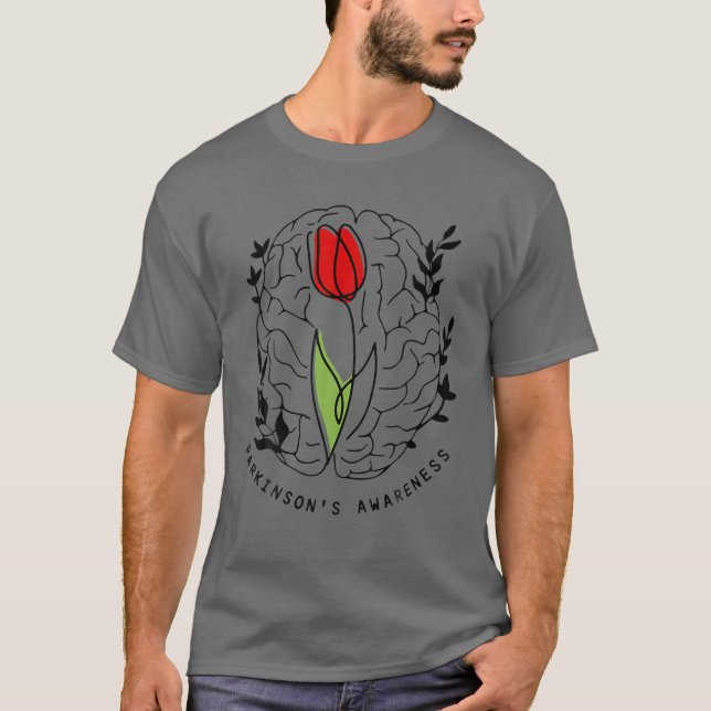 Camiseta Cérebro Floral Mês de Consciência de Tulip Parkins (Frente)