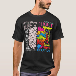 Camiseta Cérebro Partes à Esquerda e à Direita Neurociência