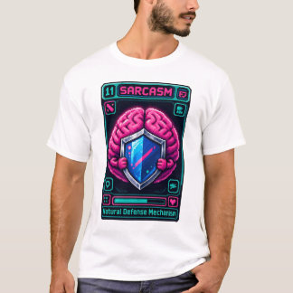 Camiseta Cérebro Pixel Engraçado Mecanismo de Defesa Sarcas