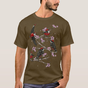 Camiseta Cereja Blossom Bird Assistindo Sakura Bird Watcher