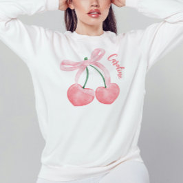 Camiseta Cereja branca com estética de Arco rosa