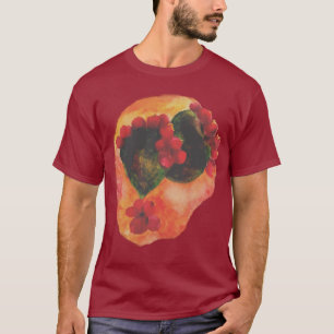 Camiseta Cereja de aquarela e pera espinheira verde