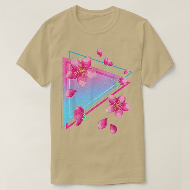 Camiseta Cereja Estética de Vaporwave, Flor Sakura Japonês (Frente do Design)