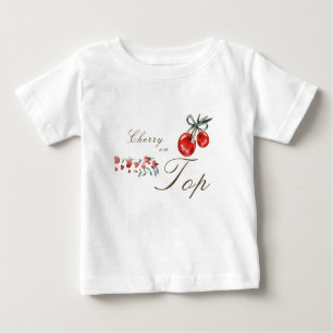 Camiseta Cereja Floral De Coração Com Aquarela No Bebê Supe