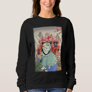 Camiseta Cereja Japonesa Trabalho de arte de Gato Bonito