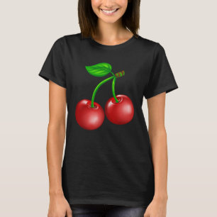 Camiseta Cereja Vermelha Doce de Verão Vibrações de Frutas
