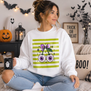Camiseta Cerejas Globo Ocular Arco de Halloween Gráfico Coq