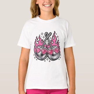 Camiseta Cerejas Prateadas Flamejantes - Cereja Cromada em 