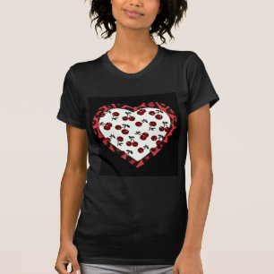 Camiseta Cerejas RAB Impressão Leopardo Coração Rockabilly