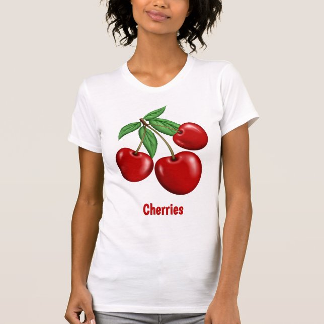 Camiseta Cerejas Vermelhas Divertidas Design Personalizado (Frente)