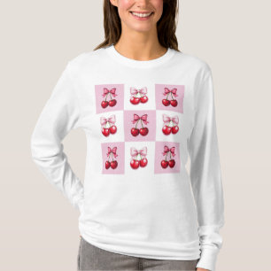 Camiseta Cerejas Xadrez Cereja e Laço Cerejas Xadrez