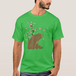 Camiseta Cerejeira Blossom Urso Animal Japonês Flor Sakura